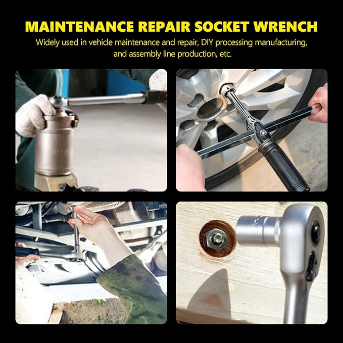 Walfront Sliding Wrench Breaker Bar T Handle Socket Wrench Heavy Duty Steel Ergonomic Design 3/4 Inch 1777g