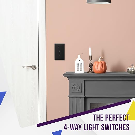 ENERLITES 4-Way Toggle Light Switch with Wall Plate, Four Way, Side Wiring, Copper Wire Only, Grounding Screw, Residential Grade, 15A 125VAC 60Hz, UL Listed, 84150-BKWP, Black