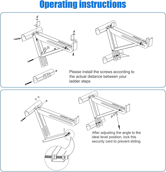 Ladder Jacks, 2 Pieces 661.39 LBS Scaffolding Platform, Sturdy High-Strength Ladder Jack, Ladder Jack for Working Stage, Load-Bearing Brackets for Ladders, Silver