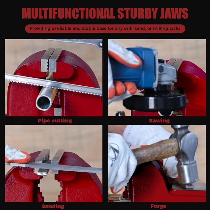 5"Bench Vise, 5.5"Jaw Opening 360° Swivel Base 3.5" Throat Depth