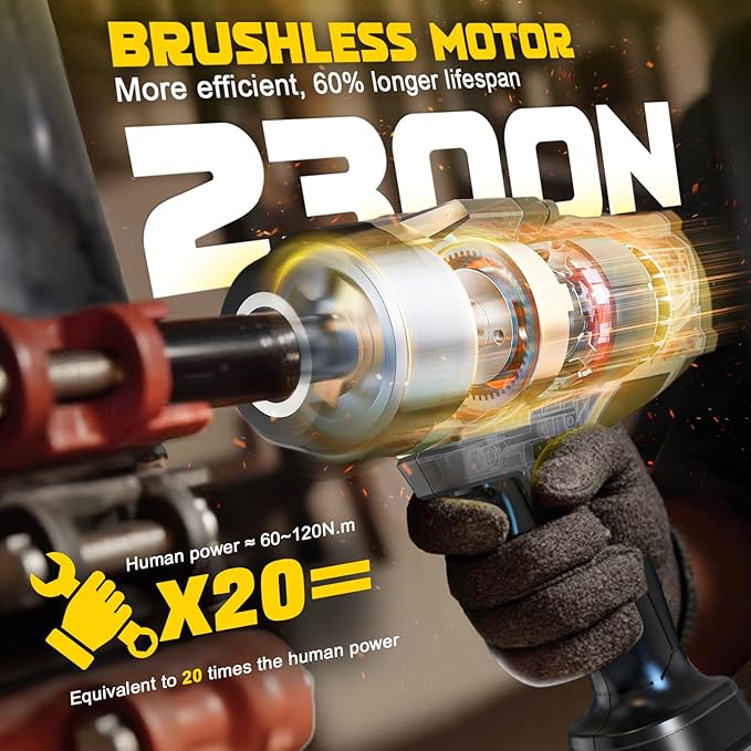 DIYtoolifz Cordless Impact Wrench 1/2 inch Compatible with Dewalt 20v Battery, 1700 Ft-lbs High Torque Impact Driver with 6Pcs Sockets & Storage Case, Electric Impact Gun with 4-Speed & LED Light