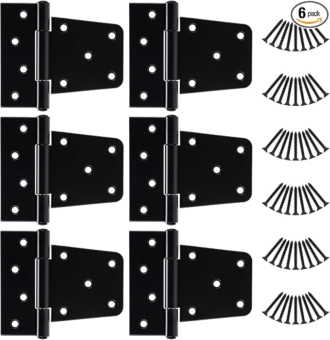 HILLMASTER 3.5 inch Heavy Duty Gate Hinges Fence Door Hinges Durable Gate Strap Hinge for Indoor Outdoor, Gate Hardware Kit for Shed, Wooden Fences, Vinyl Fence Gate, Barn Door, Garage, 6 Pack