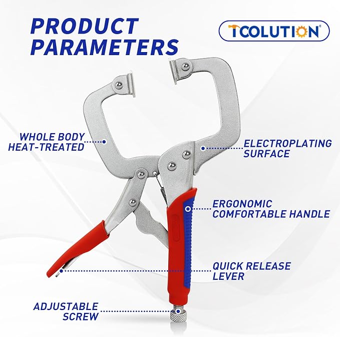 11-Inch c clamp locking pliers Heavy Duty Locking Pliers with Ergonomic Handle for Welding, Woodworking, Metalworking, Auto Repair & Home DIY Projects