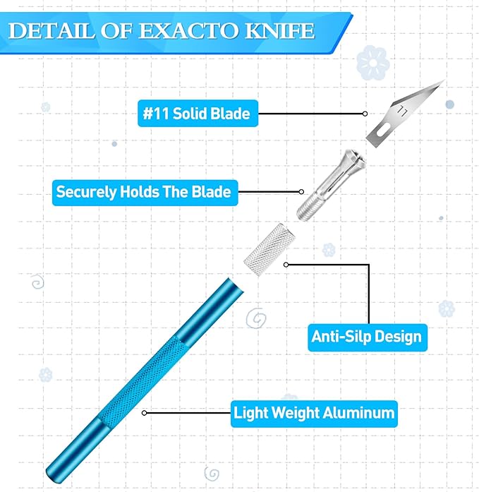 JETMORE Exacto Knife, 3 Exacto Knives with 30 Exacto Blades #11, Craft Knife, Hobby Knife, Precision Knife, Exacto Knife Set for Crafts, Arts, Modeling, Scrapbooking (Purple-Blue-Black)