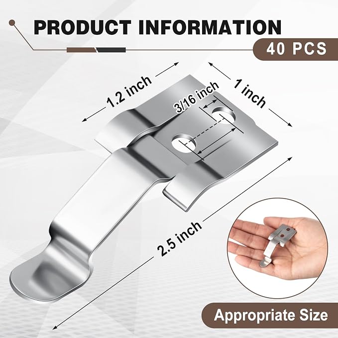 Shimeyao 40 Pack Stainless Steel Placard Spring Clip 1 Inch x 2.5 Inch Stainless Steel Replacement Spring Clip for Placard Holder