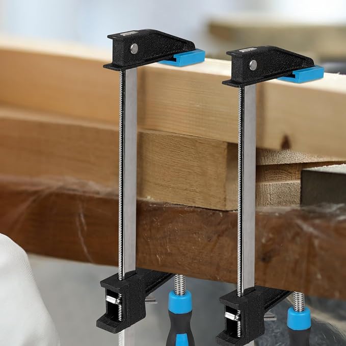 Bar Clamps for Woodworking 24 Inch,2-Pack Wood Clamps Adjustable and Release Quickly,Throat Depth 2.5 Inch, Serrated Steel Rail,Bar Clamps Force 600 Lbs