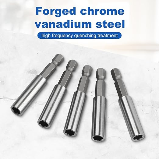 Rocaris 5 Pack Strong Magnetic Drill Bit Extension Holder, 1/4" Hex Shank, S2 Steel Magnetic Screwdriver Extension for Impact Driver, 2.36 inch