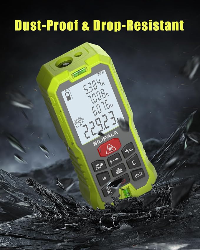 Laser Distance Measuring Tool, 70M/229ft Laser Measure, ±2mm Accuracy Laser Distance Meters with Backlit LCD, Measuring Distance, Area, Volume, Pythagorean Mode for Indoor/Outdoor Use(Red Laser)