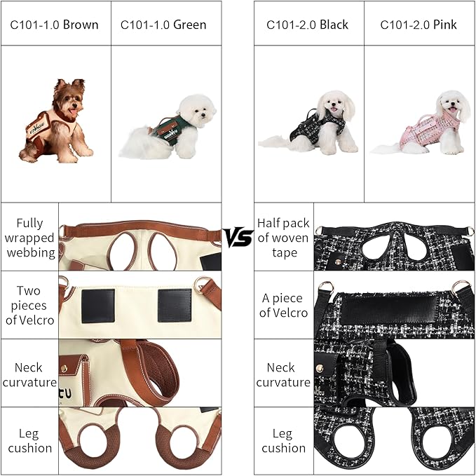 Wakytu Dog Lift Harness Dog Carrier Sling for Small Dogs & Cats,S | stylish puppy sling carrier with handle & pocket,adjustable leash,walking & travel