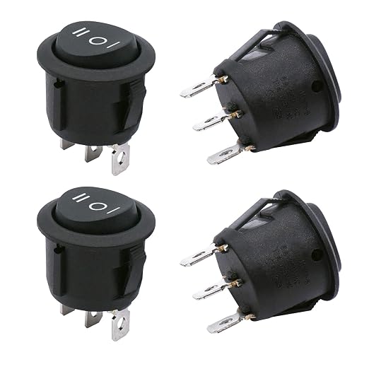 TWTADE / 4Pcs Momentary Boat Rocker Switch 3 Pin 3 Position(ON)-Off-(ON) SPDT Mini Car Auto Boat Round Rocker Toggle Switch 6A 250VAC/10A 125VAC KCD1-5-123