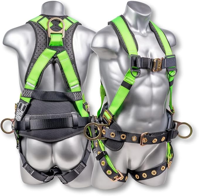 Hammerhead 5pt Safety Harness Back Padded, QCB Chest, Tongue Buckel Legs Straps, Back & Side D-Rings