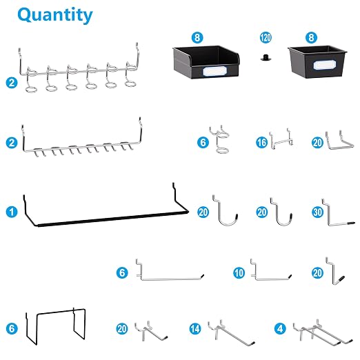 FRIMOONY Peg Board Organizer Accessories, Pegboard Hook Locks, Bins, for Organizing Pliers, Wrenches, Screwdrivers, 333-Piece