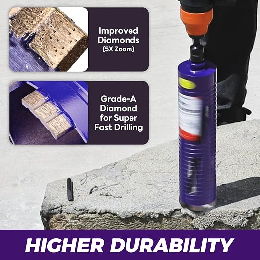 1-1/4" Core Drill Bit with Pilot Bit & Adapters(SDS Plus and 1/2" Hex), 5/8"-11 Thread, 9.5" Depth, Upgraded-Welded Segments Diamond Core Bits for Concrete, Masonry, Brick, Stone