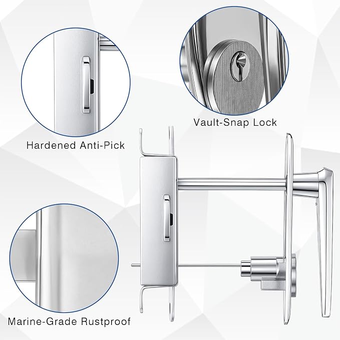 MorningRo 2 Sets Garage Door Lock Kit Universal L-Handle Lock with Inside Side Latch Keys Garage Door Repair Parts Replacement Hardware Kit for Home Improvement