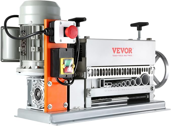 VEVOR Electric Wire Stripping Machine, 0.06''-1.42'' Automatic Wire Stripper Machine, 370 W, 88 ft/min Wire Stripper with An Extra Manual Crank, 11 Channels Electric Wire Stripper, Copper Stripper