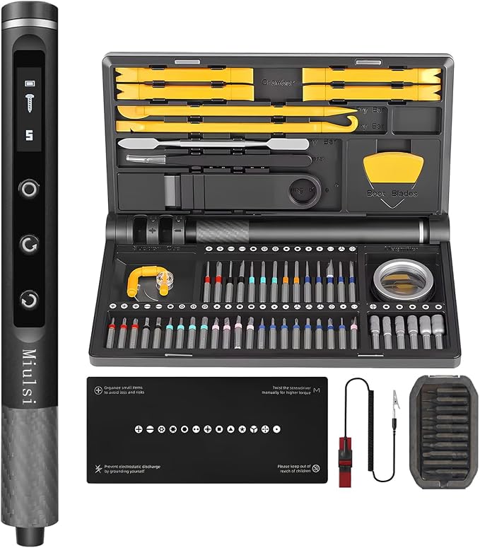 Mini Electric Screwdriver Set, 81-In-1 Electric Screwdriver Kit with 5 Torque Settings & LED Light, Electric Screwdriver for Electronics