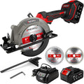 6" Cordless Circular Saw, 21V Compact Wireless Circular Saw, 4.0Ah Battery, 5800RPM, Max Cut 2-1/6" (90°), 1-1/4" (45°),w/40T & 60T Blades,Fast Charger (1Hr),Applicable to Wood,Aluminum & Plastic