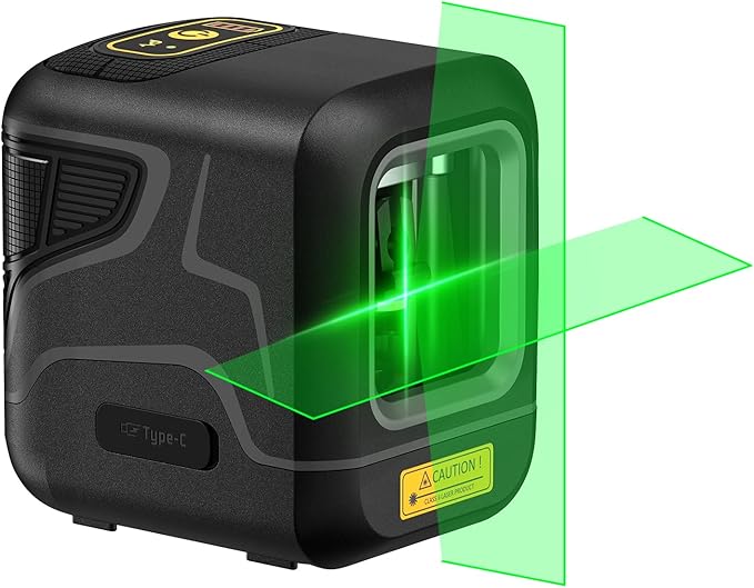 Fanttik D2 Pocket Green Laser Level, 100 ft Self-Leveling Cross Line Laser, Type-C Rechargeable, Rotatable 360 Degree, Pulse Mode, Magnetic Bracket, Carrying Pouch, for Picture Hanging and Home DIY