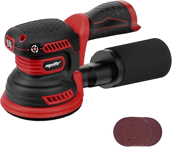 5'' Brushless Cordless Random Orbital Sander Compatible with Milwaukee 12V Battery(Tool Only) Electric 14000OPM Palm Sander with Dust Bag,3 Variable Speed, 10 Sandpapers, for Sanding,Woodworking,Metal