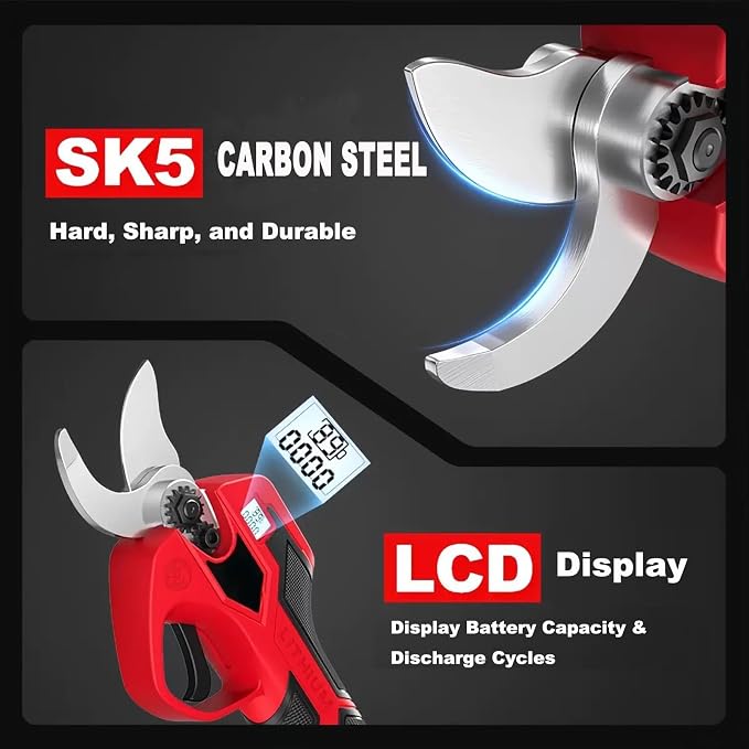 Electric Pruning Shears Compatible with Milwaukee 18v Battery,Portable Cordless Brushless Motor,M18 Pruning Shears Tools with LCD Display＆SK5 Blades for Gardening,Tree Trimming & Orchards(Tool Only)