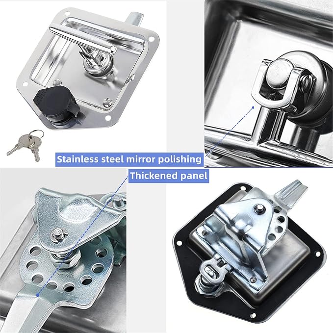 8 Pcs Stainless Steel T-Handle Lock for Trailer Rv Door Latch Truck Toolbox | with Gasket, with Keys, 304 Stainless Steel, Highly Polished