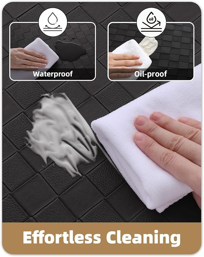 Color&Geometry Anti Fatigue Cushioned Kitchen Floor Mats,24"X94",Long Runner Rug Non Slip Waterproof,Memory Foam Padded Standing Mat for Front Sink,Black
