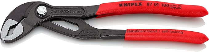 KNIPEX Long Nose Pliers with Cutter (2612200) and Cobra Pliers (8701180) Tool Set, Multi-Colour