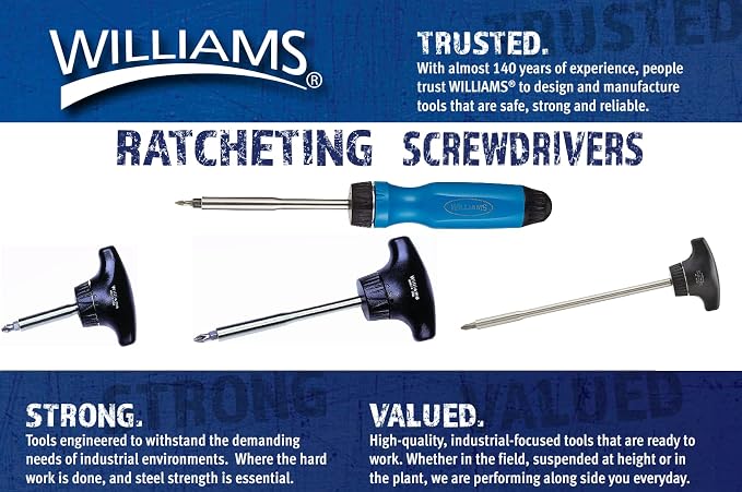 Williams WRST1 T Handle Ratcheting Screwdriver, 2-Inch