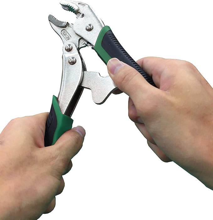 ENGINEER 7.5" Screw Removal Locking Pliers PZ-65. Secure Hold, Quick Release. Grip & Remove Stripped Screws.
