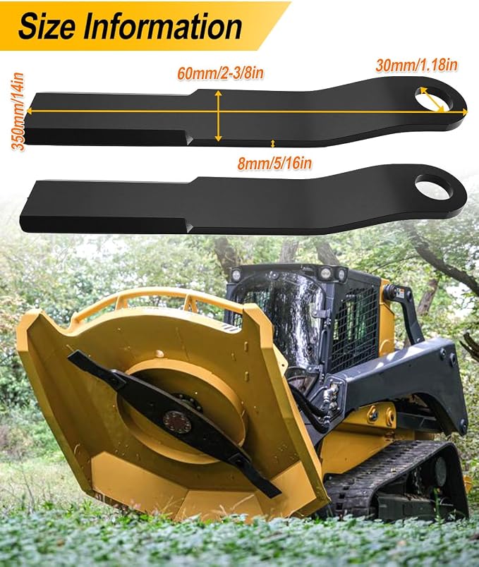 PWSLKO 2PCS 8MM Brush Cutter Blades Compatible with AGT-RC72 EXRC54, Fit for Most Skid Steer Brush Cutters with 30MM Center Hole, Heavy Duty Spring Steel Rotary Mower Blades