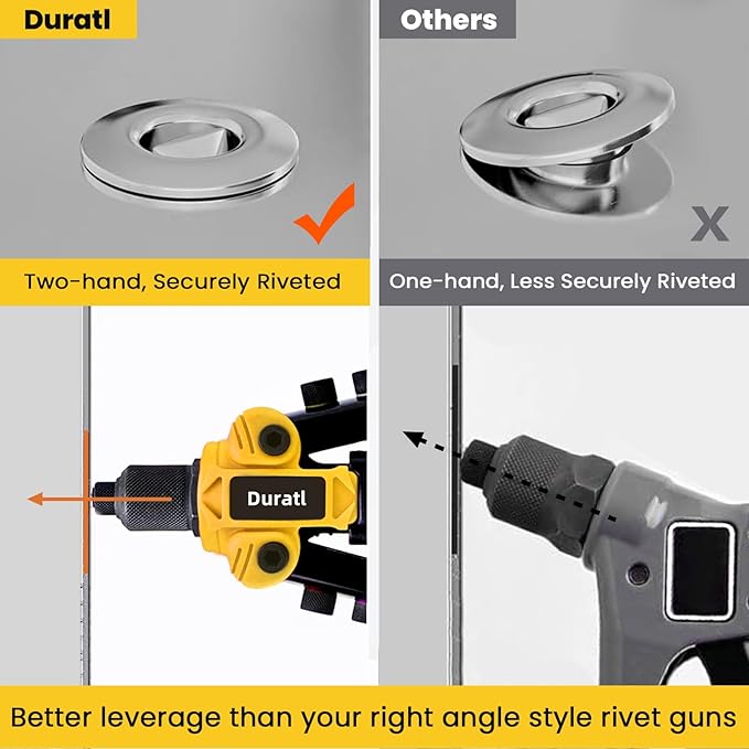 Rivet Gun, 1/4 Pop Rivet Gun Kit with 200 Blind Rivets, 5 Interchangeable Rivet Heads (3/32", 1/8", 5/32", 3/16", 1/4"), Heavy Duty Hand Riveter Tool for Metal, Gutter & Automotive