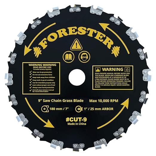 Forester 2PK Chainsaw Brush Cutter Blade + File Set - 9in x 20 Teeth | Fits Most Straight Shaft Trimmers | Conversion Kit Sold Separately