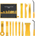 GOOACC 13PCS Nylon Trim Removal Tool Set for Bumper Fastener Rivet Clips Car Door Clip Panel Audio Video Dashboard Dismantle Yellow