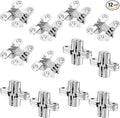12 Packs Hidden Hinges for Cabinet Doors, 1-3/4" Stainless Steel Hidden Hinges, 180 Degree Invisible Hinge, Cross Concealed Hingesfor Cabinet, Folding Door, Folding Table and Cupboard