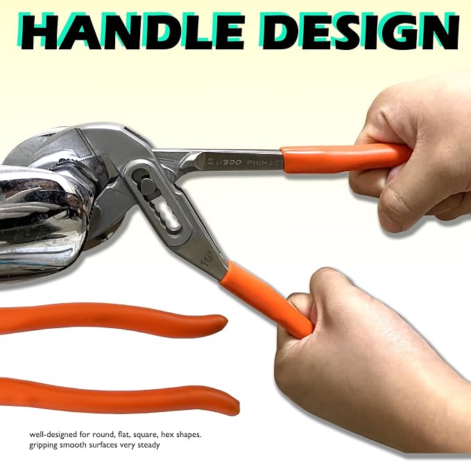 WEDO Slip Joint Pliers, 10-inch Tongue and Groove Pliers,Stainless Steel V-Jaw Groove Joint Pliers, Jaw Capacity 1.3"(32mm),Length 250mm(10"),Quick Release Water Pump Pliers,Non-slip Handle