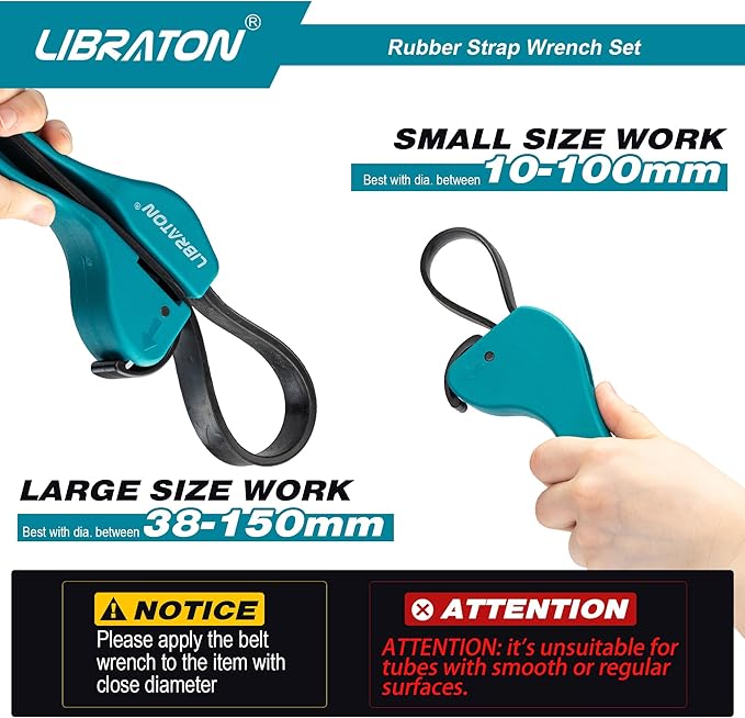 LIBRATON Strap Wrench 2-piece Multifunctional Adjustable Wrench Tools Oil Filter, Jar Opener