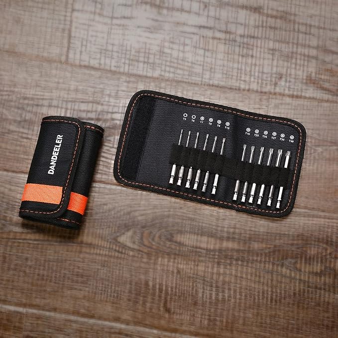 Dandeeler 12 Piece Security Torx Bit Set 3 Long, S2 Steel T5-T40, with Tool Bag 12pc Security Torx 3inch