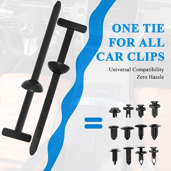 100 Pcs Automotive Universal Nylon Tie Buckles, Heavy-Duty Self-Locking, New Multifunctional Automotive Fasteners for DIY Auto Repair, Home & Office Use