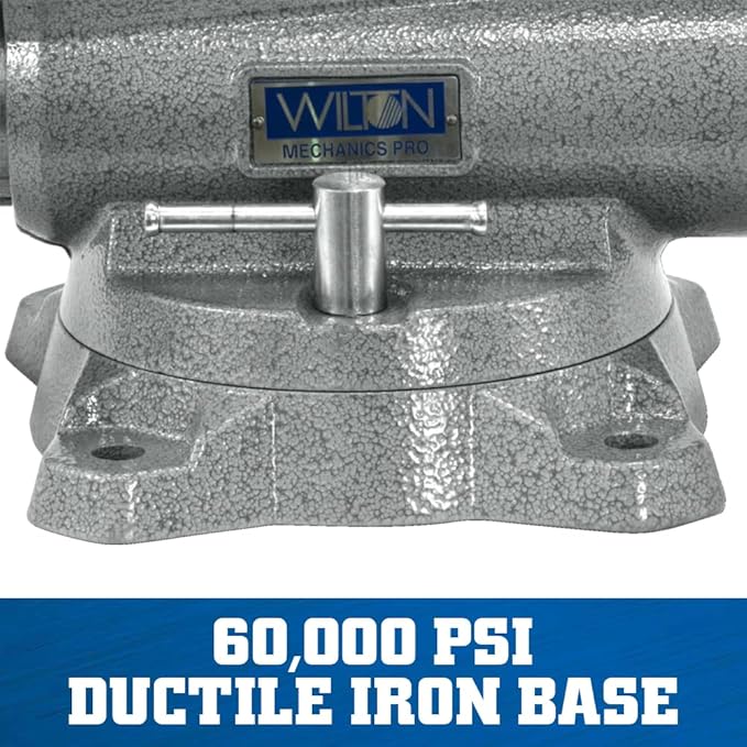 Wilton Mechanics Pro Bench Vise, 10" Jaw(Width-12", Opening-5-1/4") Throat (Model 8100M), gray