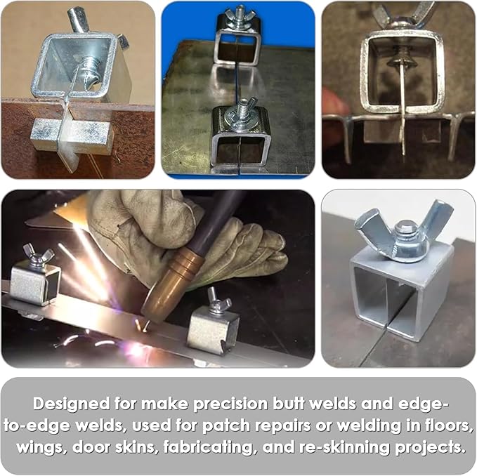 8 Pcs Butt Welding Clamps, Sheet Metal Welding Clips, Auto Body Panel Clamps for Edge to Edge Welding, Small Welding Clamps Tack, Welding Door Alignment Tool for Patch Repairs