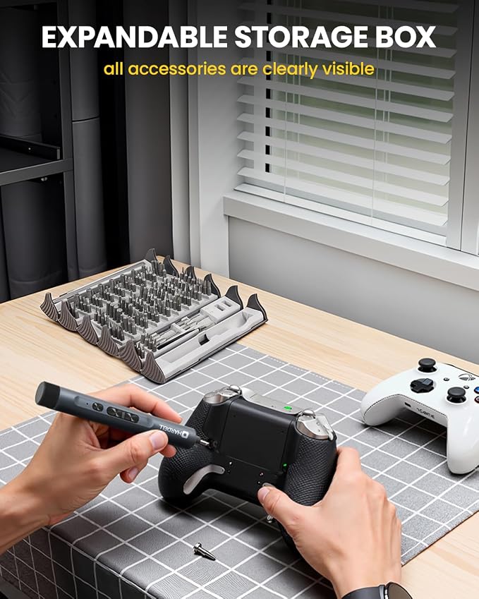Electric Screwdriver, HARDELL Mini Electric Screwdriver 4V with 123 Power Screwdriver Accessories, Max 0.4N.m, 350mAh, 5/32'' Hex, Precision Repair Tool Kit for Electronics Phone Camera Laptop Watch
