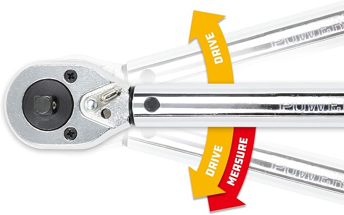 Powerbuilt Dual Drive Torque Wrench, 3/8 and 1/2 Inch Drives, 10ft Lbs, 19-inches Long, 10-150 Feet Range, Micrometer Style Torque Ranges 944001