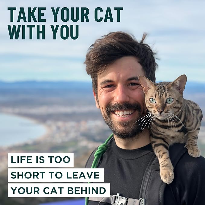 Houdini™ Escape Proof Cat Harness and Leash (Turquoise, M/L) | Adjustable walking vest with 6ft lead, breathable mesh, secure snug fit, lightweight for travel, hikes and daily adventures
