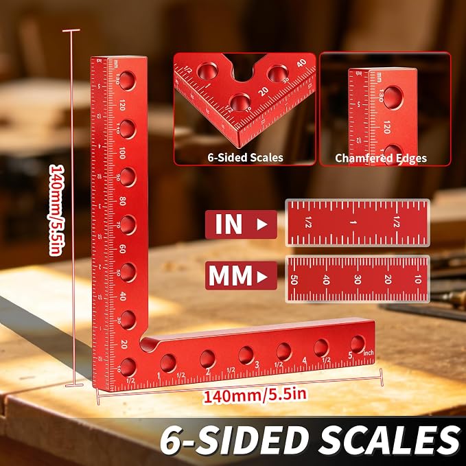 Corner Clamps for Woodworking, 4PCS 90 Degree Right Angle Clamps with Storage Box, 4PCS 5.5" Aluminum Alloy Positioning Squares Woodworking Tools for Cabinets, Frames, Drawers