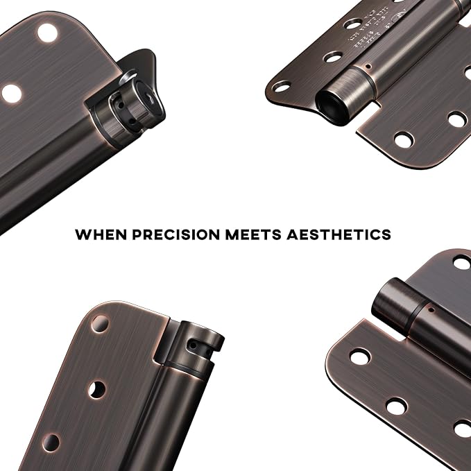 goldenwarm 2pack Oil Rubbed Bronze Door Hinges 4 Inch Self Closing Spring Door Hinge with 5/8" Radius Corners - Adjustable Door Closing, Residential & Heavy-Duty Hardware