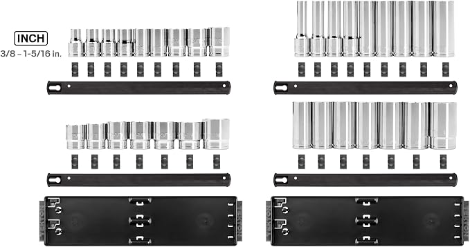 TEKTON 1/2 Inch Drive 6-Point Socket Set, 32-Piece | SHD92205 | (3/8 - 1-5/16 in.), Shallow and Deep, Socket Rail
