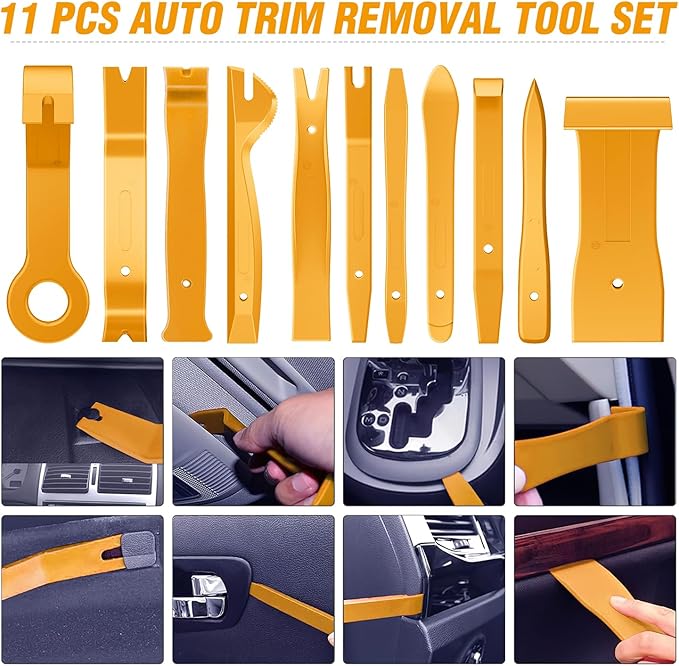 GOOACC 238Pcs Trim Removal Tool, Auto Push Pin Bumper Retainer Clip Set Fastener Terminal Remover Tool Adhesive Cable Clips Kit Car Panel Radio Removal Auto Clip Pliers, Yellow