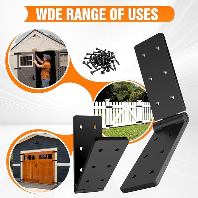 Heavy Duty Hinges 270 Degree Folding Hinge for Bifold Doors, Double-Layer Black Iron Outdoor Gate Hinge 4PCS
