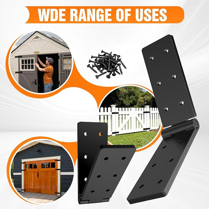 Heavy Duty Hinges 270 Degree Folding Hinge for Bifold Doors, Double-Layer Black Iron Table Cabinet Hinge 4PCS