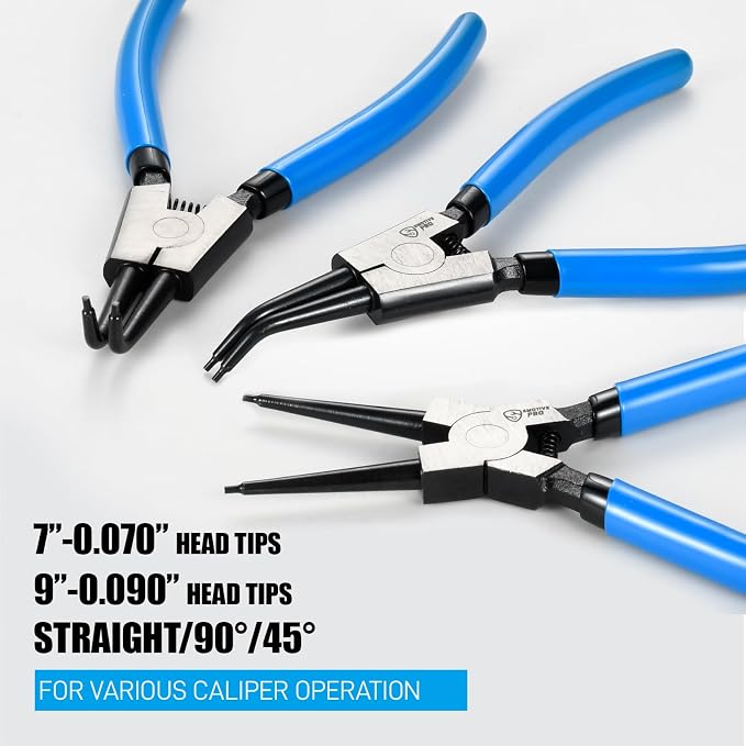 SMOTIVEPRO Precision 8PCS Snap Ring Pliers Set, 7" & 9" Internal/External